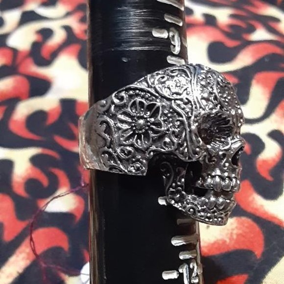 Sugar Skull Ring Sz 10 1/2 - Picture 2 of 4